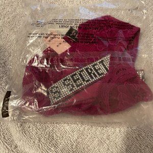 Victoria's Secret Shine Strap Lace Thong, M, Pretty Plum